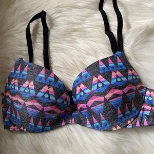 PINK Victoria’s Secret 32B Pushup Bra Tribal Blue